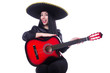 Guitar player isolated on the white
