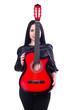 Guitar player isolated on the white