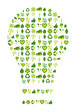 Light bulb filled with bio eco environmental icons and symbols