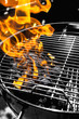 Black and white/orange grill fire