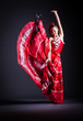 Girl in red dress dancing dance