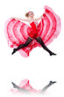 Girl in red dress dancing dance