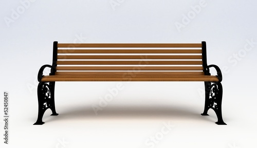 Illustration: Panchina in legno, 3d, rendering, Sfondo Bianco Panchina in legno, 3d, rendering, Sfondo Bianco