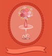 Gift card with roses flowers. Vector eps10