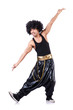 Dancer in afro wig isolated on white