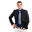 Handsome young businessman portrait isolated on white