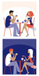 Ilustração vetorial : Couple at cafe Couple at cafe