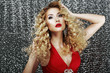 Expression. Classy Lady in Red Dress in Reverie. Luxury