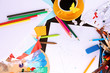 Workplace of artist close-up