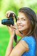 portrait young charming woman camera