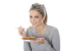 Model Released. Young Woman Eating Fish and Chips