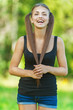 Photo: young, long-haired woman young, long-haired woman