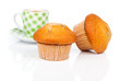 muffin with coffee cup, isolated on white background...