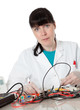 Female support computer engineer - IT woman repair defect