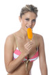 Model Released. Young Woman Eating Ice Cream Cornet