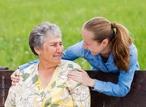 Photo: Elderly woman and her daughter Elderly woman and her daughter