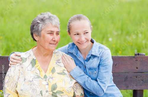 Photo: Elderly woman and her daughter Elderly woman and her daughter