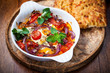 Photo: Baked feta cheese on vegetables Baked feta cheese on vegetables