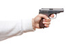 gun in the man's hand, isolated on white