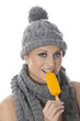 Model Released. Young Woman Eating Ice Lolly