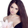 Hair. Beautiful Brunette Girl. Healthy Long Hair. Beauty Model W