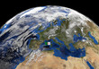 Algeria flag on pole on earth globe illustration