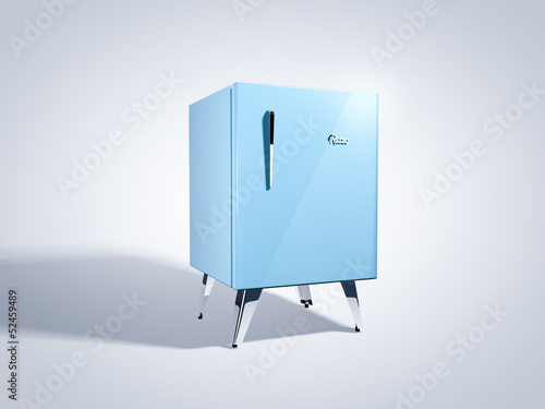Illustration: Blue retro refrigerator Blue retro refrigerator