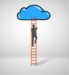 businessman climbing on ladde
