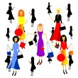 women and shopping, illustration
