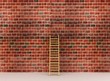 3d illustration of a ladder against near old wall