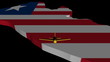Plane taking off from Liberia map flag animation
