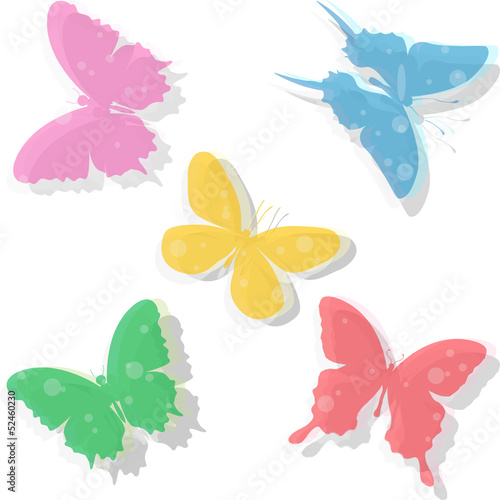 Vector: Colorful transparent butterflies Colorful transparent butterflies