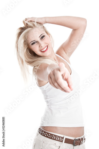 Photo: Glückliches junges Mädchen - blond und isoliert Glückliches junges Mädchen - blond und isoliert
