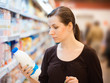 A young girl in a grocery supermarket