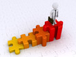 Illustration: Businessman is standing on the highest puzzle piece Businessman is standing on the highest puzzle piece