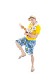 young man playing ukulele and singing