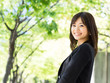 beautiful asian businesswoman in the park