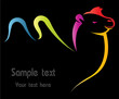 Vector image of camel on black background