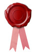wax seal with pink ribbon isolated