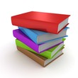 stack tower of colorful books on white background