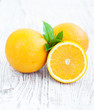 Oranges with leaves