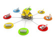 House controlled by laptop.(smart computer concept)..