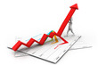 Man climb growth arrow.