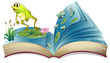 A book witn an image of a frog and fishes