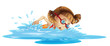 A small girl swimming