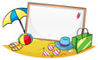 An empty blank board surrounded by things for summer