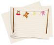 A paper with a drawing of hanging clothes