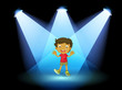 A little kid at the center of the stage