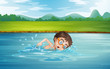 Vector: A young man swimming A young man swimming