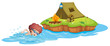 A boy going to the campsite
